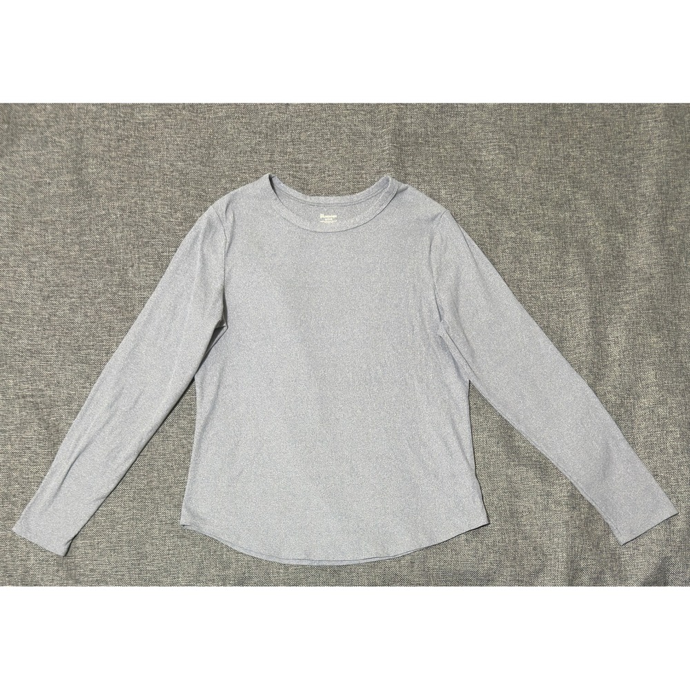 No Boundaries Womens XL Long Sleeve Ribbed Crew Neck Top Heather Gray